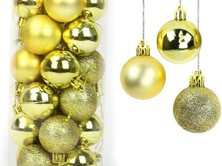 Yisscen Bolas de Navidad Decoraciones para árboles, Bolas para árboles de Navidad, Bolas decorativas para Navidad, Bolas decorativas con purpurina mate y brillante, Bola de decoración de fiesta, 24pcs Reacondicionado Sale